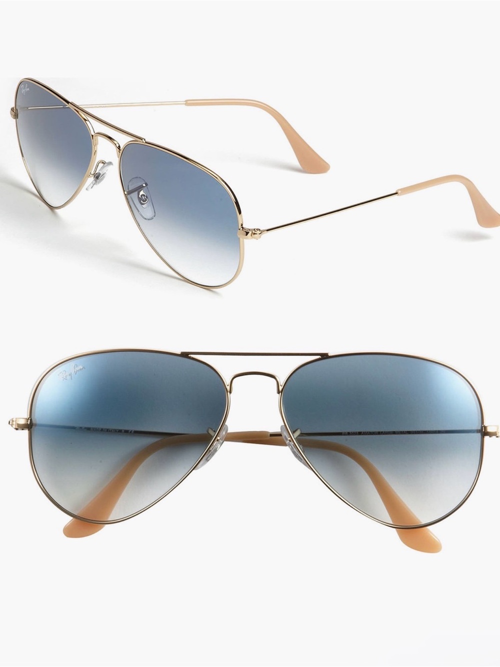 Ray-Ban 58mm Aviator Gold Frame Sunglasses with Blue Gradient Lenses